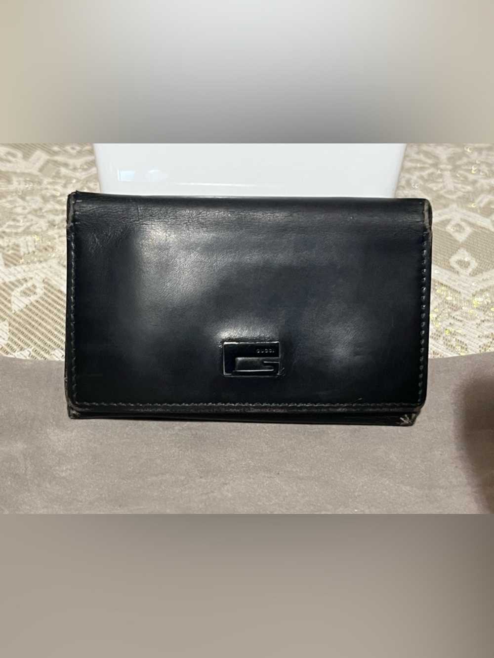 Gucci Vintage Black Leather Key Holder Wallet